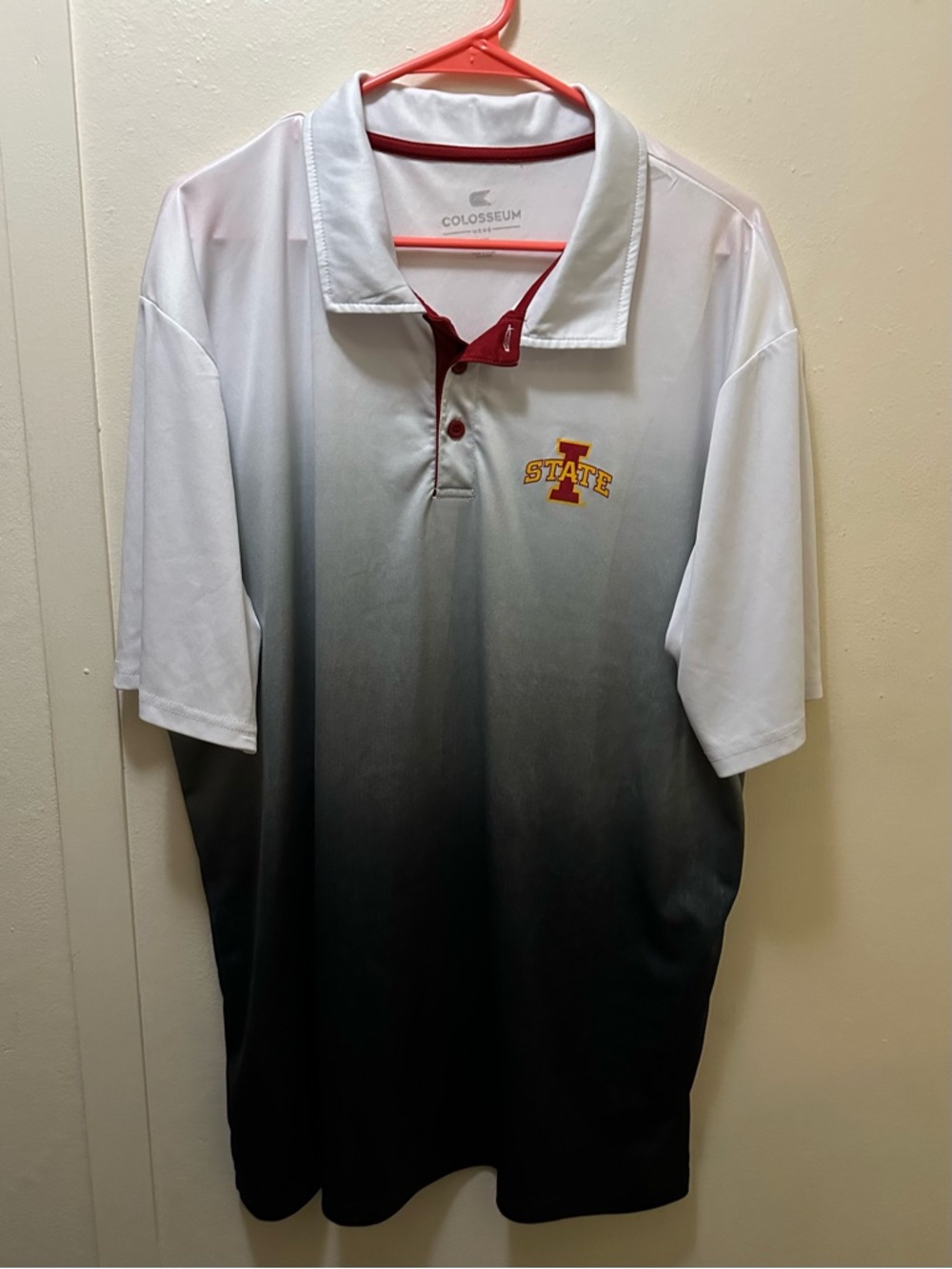 Iowa State Cyclones Colosseum Magic Men's White-to-Black Ombre Polo Size 3X.